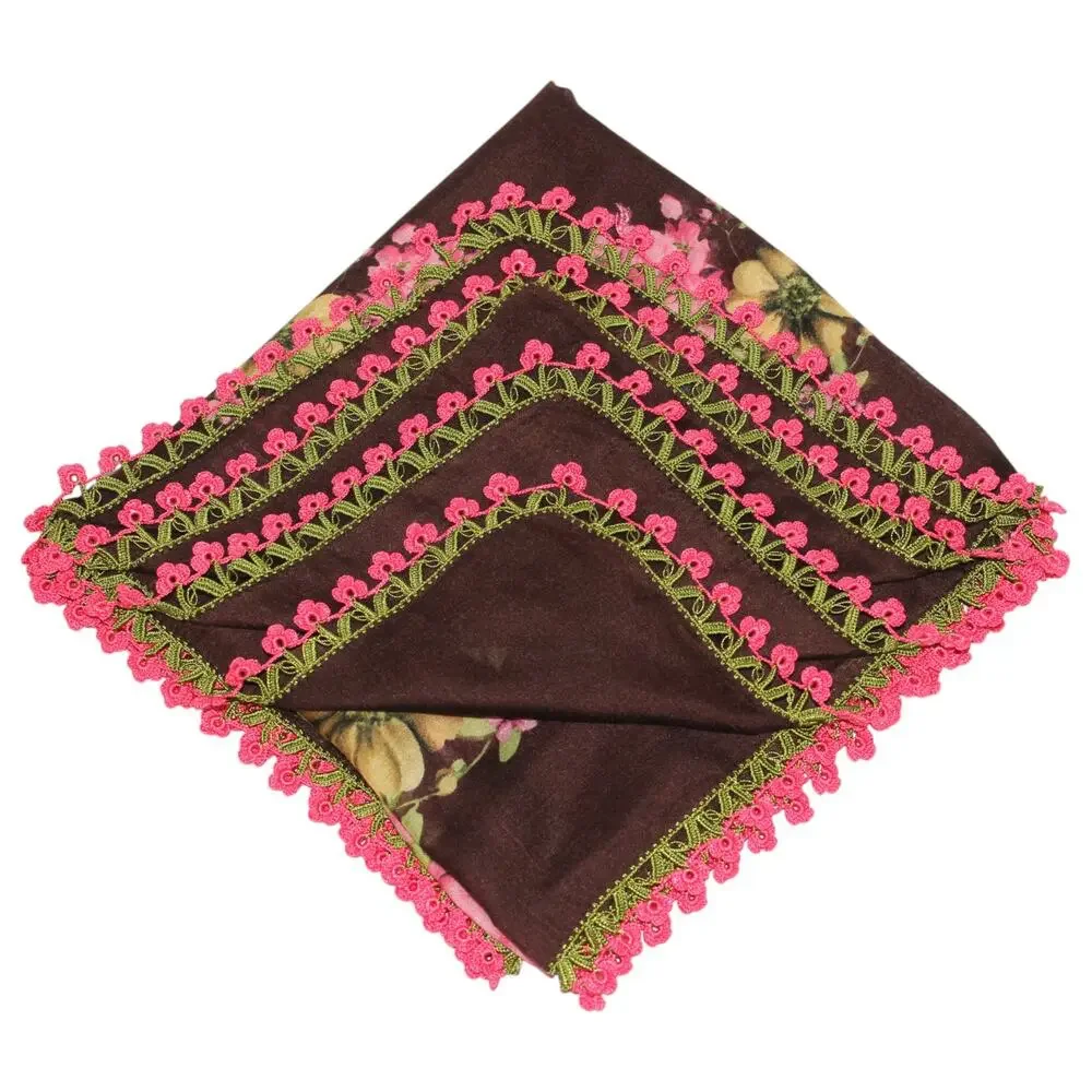 Tulbent Scarf Handmade Crochet Detailing NWOT